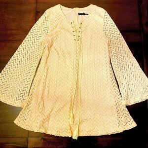 Blu Pepper White Crochet Boho Dress Tunic size Large